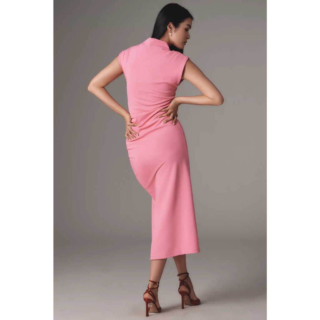 Anthropologie The Maya Ruched Cowl-Neck Midi Dress X-Small Pink Anthropologie