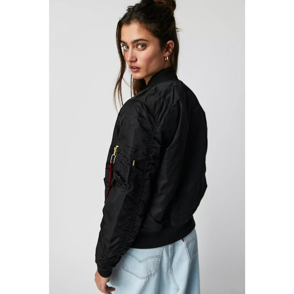 New Free People x Alpha Industries Ma-1w Bomber Jacket $200 SMALL Black