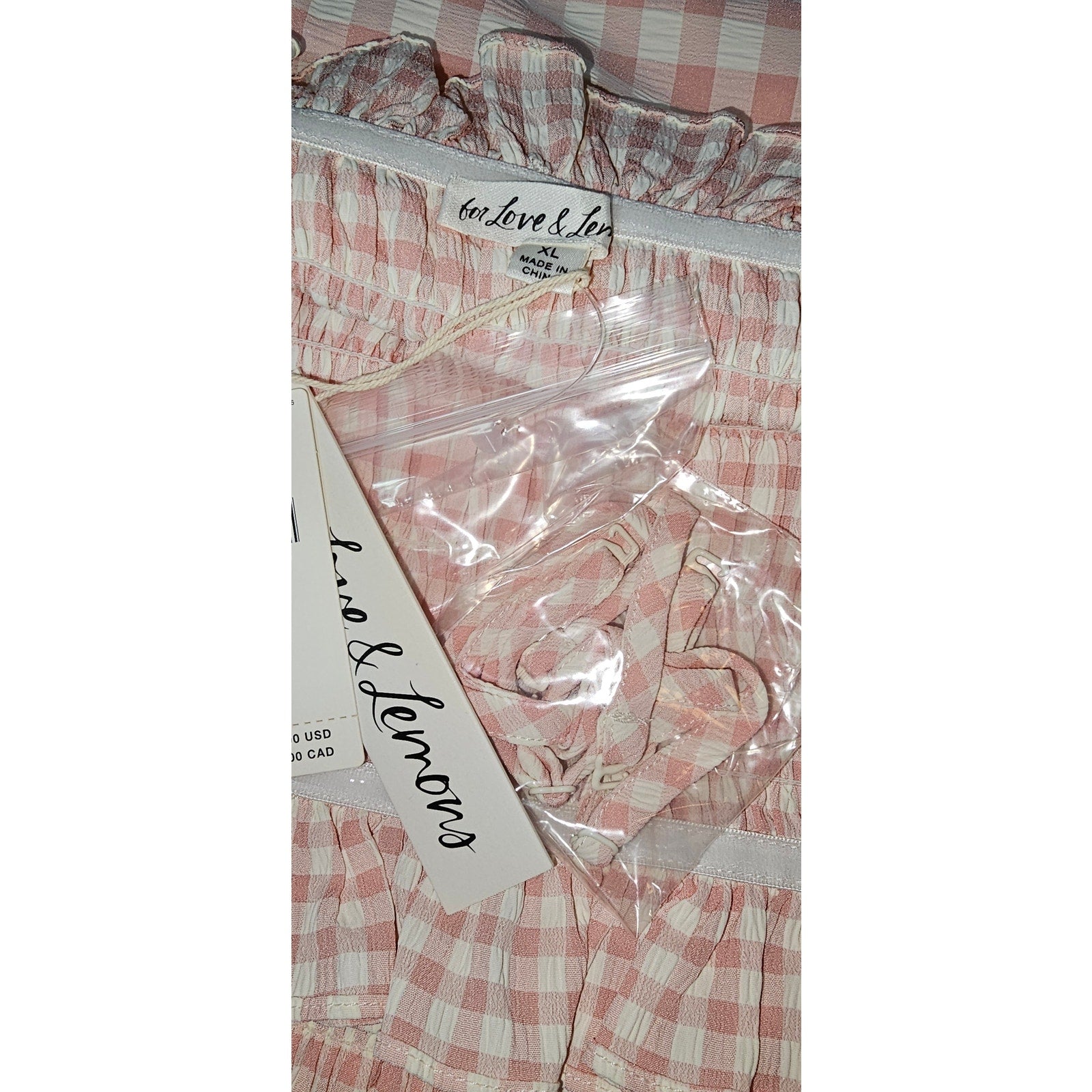 Anthropologie For Love & Lemons Petal Smocked Midi Dress XL Gingham Anthropologie