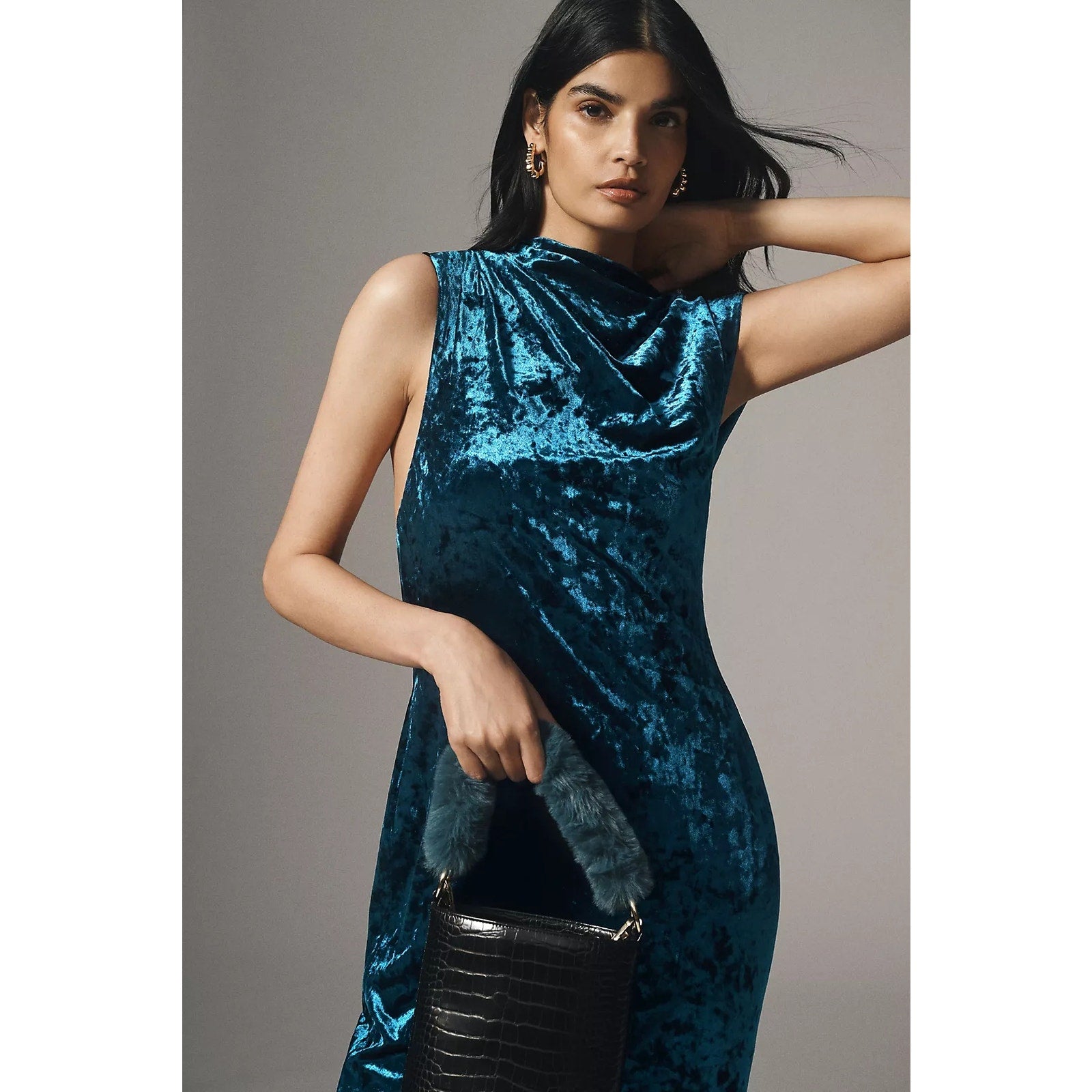 Anthropologie Significant Other Kaja Stretch Velvet Maxi Dress $278 SZ 4