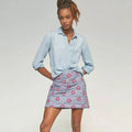 New Anthropologie Carleen Floral Quilted Mini Skirt $227 SMALL Blue