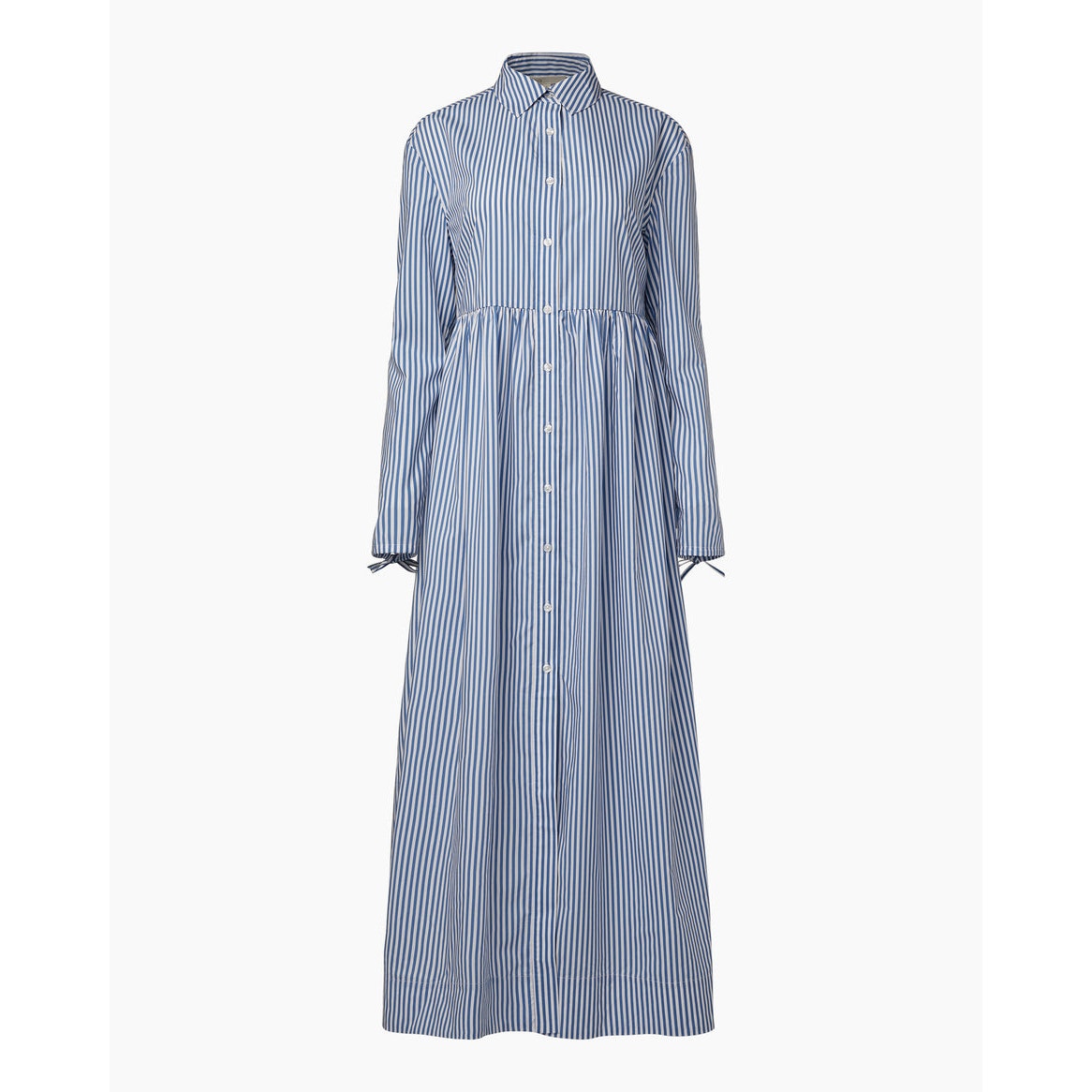New ONIA Beach Stripe Poplin Maxi Shirtdress $285 LARGE Blue/White BUTTON-FRONT