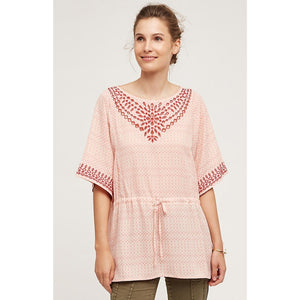 NEW Anthropologie $128 One September Women's Pink Euphemia Peasant Top Size XS