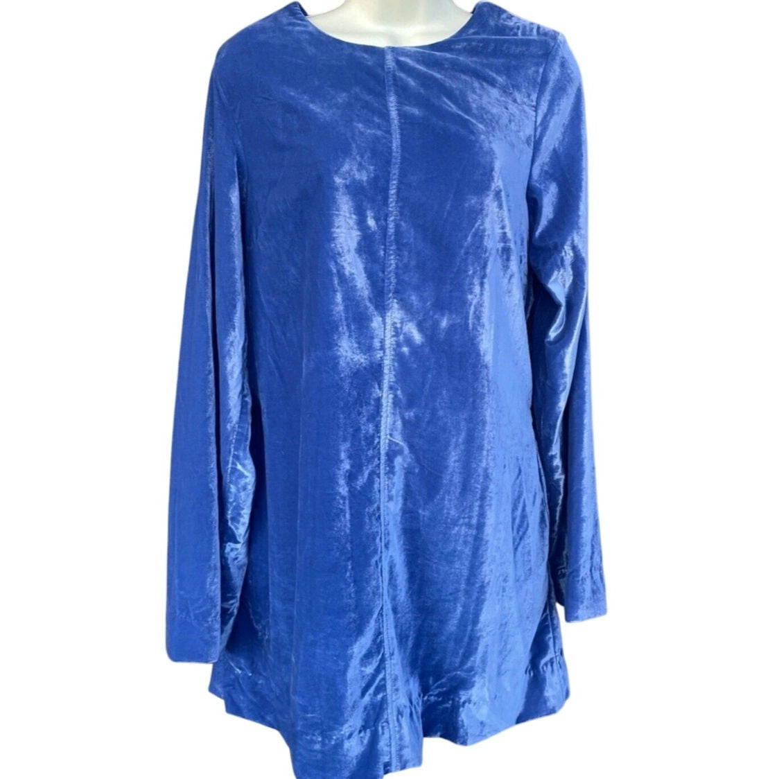 Free People Chelsey Mini Dress VELVET X-SMALL BLUE Open Back LongSleeve Free People