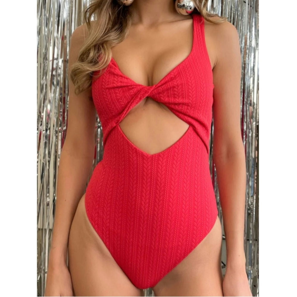 Anthropologie Beach Riot Tyler One-Piece Swimsuit SMALL Red Textured Anthropologie