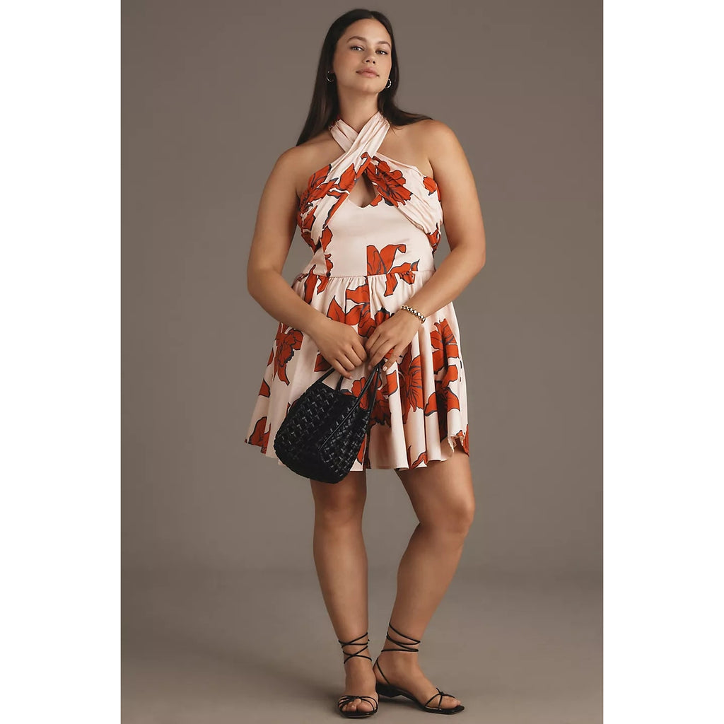 Anthropologie Hutch Wrap Halter Floral Romper
