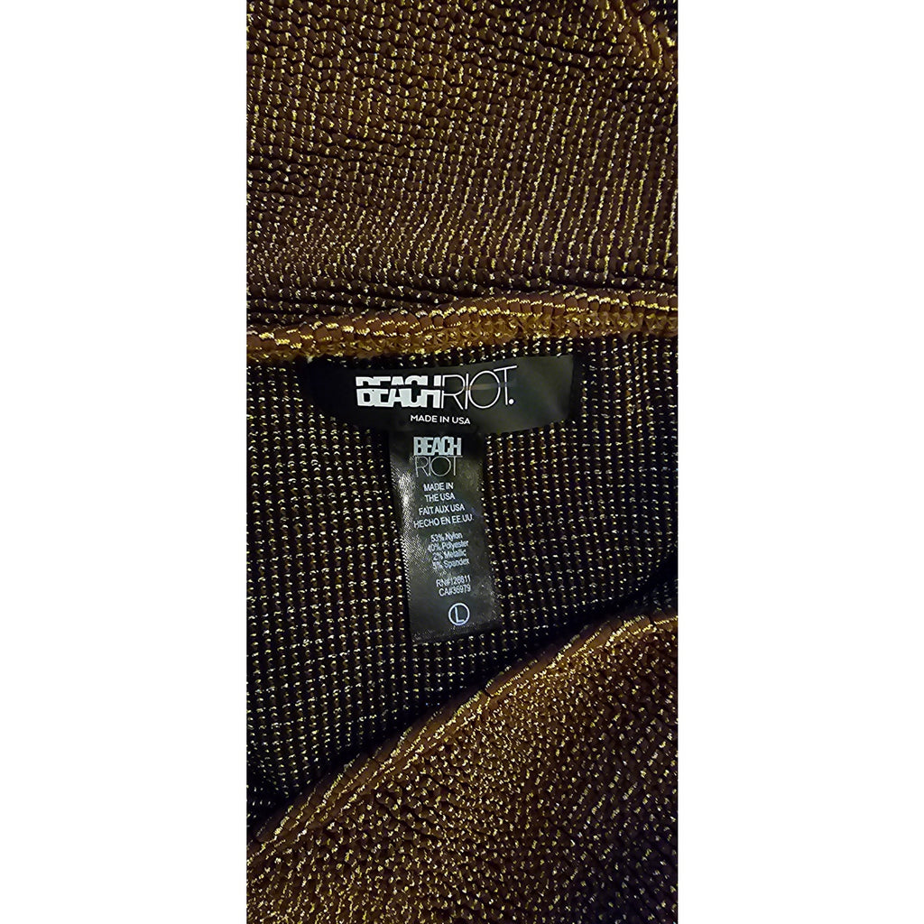 FREE PEOPLE Beach Riot Ritzy Celine One-Piece LARGE Brown Metallic Free People