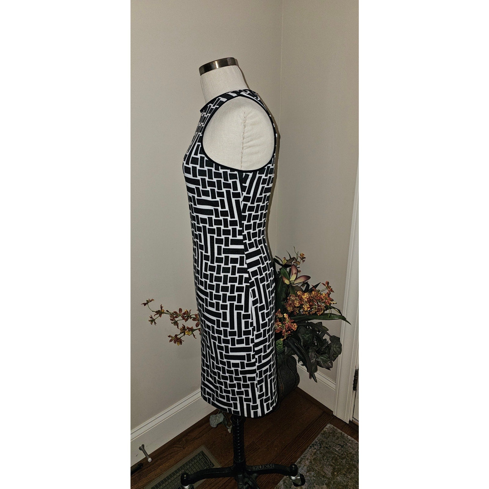 TIBI Patchwork Square Knit Mini Dress SIZE 6 Black & White Tibi