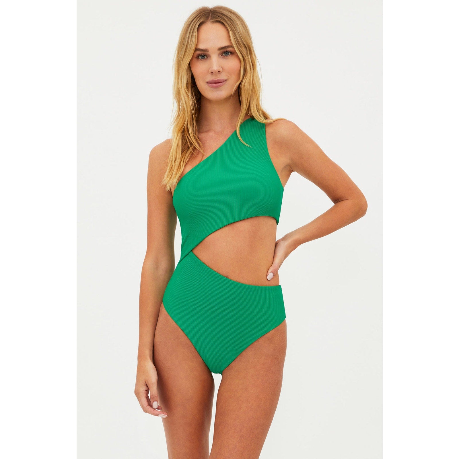 FREE PEOPLE x Beach Riot Celine Ribbed One-Piece SMALL Holly Green Free People