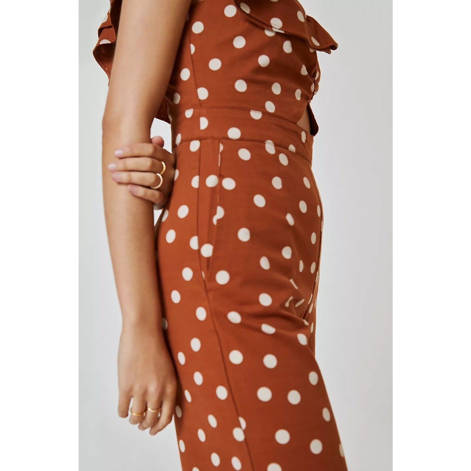 New Anthropologie by Maeve One-Shoulder Wide-Leg Polka Dot Jumpsuit Size 2