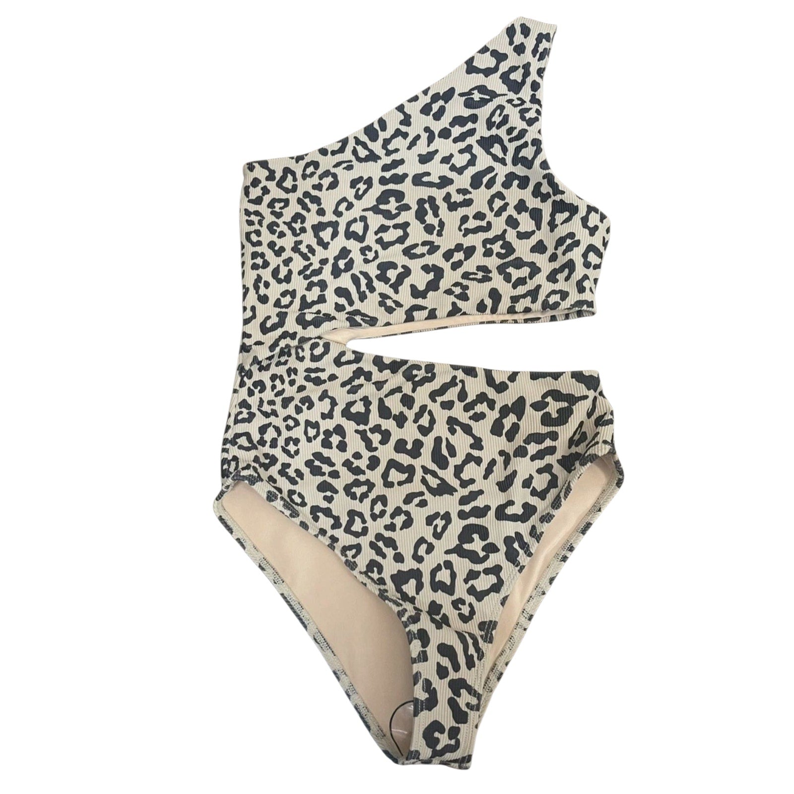 Anthropologie BEACH RIOT Ribbed Celine One Piece MEDIUM Taupe Leopard Free People