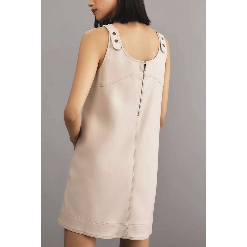 Anthropologie Pilcro Faux-Leather Scoop-Neck Shift Mini Dress $148 SIZE 6