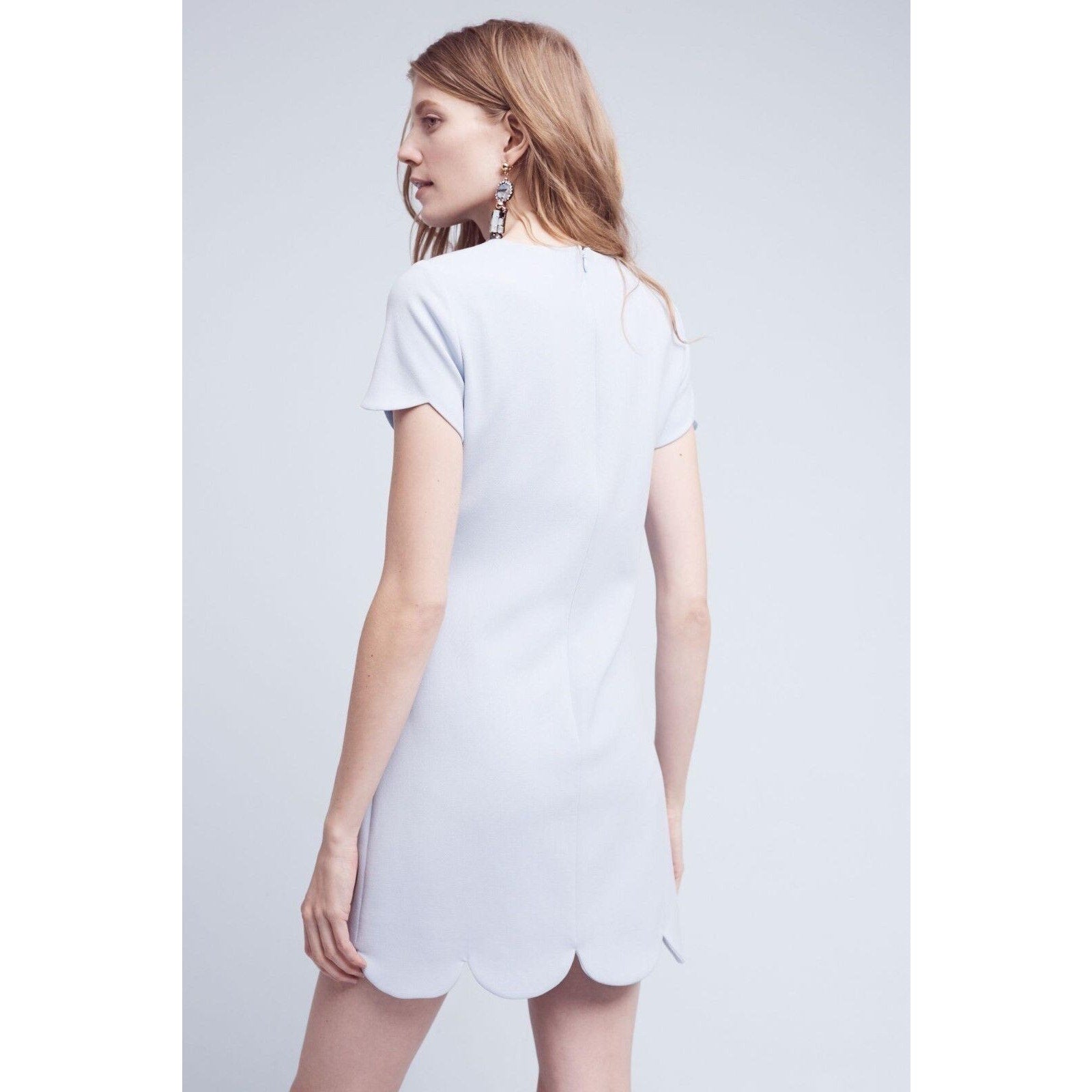 New Anthropologie Ruenna Scalloped Mini Dress by Shoshanna Size 2 $350 Lilac