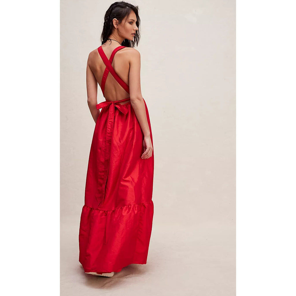 New Free People Isabel Maxi Dress $250 LARGE Red SPECIAL OCCASION Boho