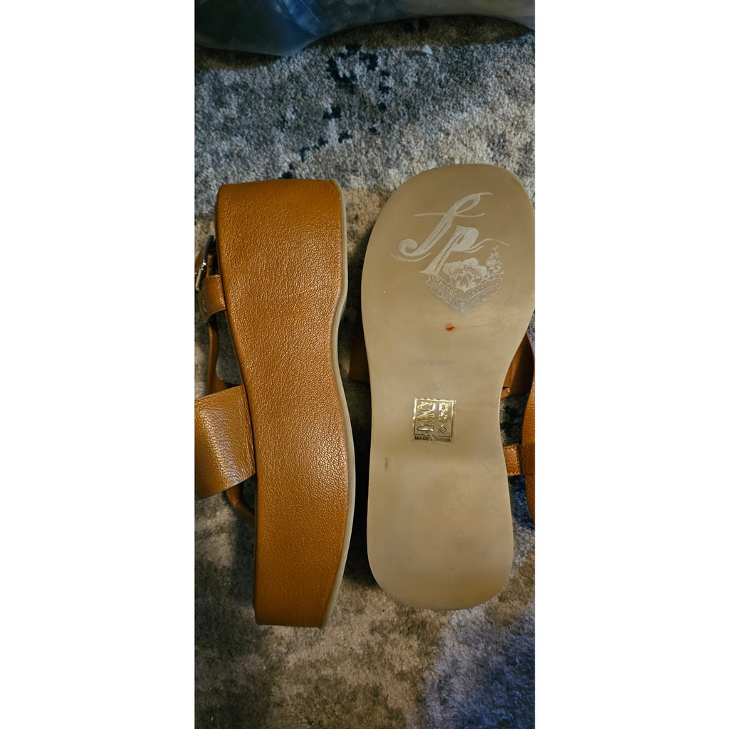 Free People Holt Flatform Sandals US SIZE 8.5 Cognac Brown Free People