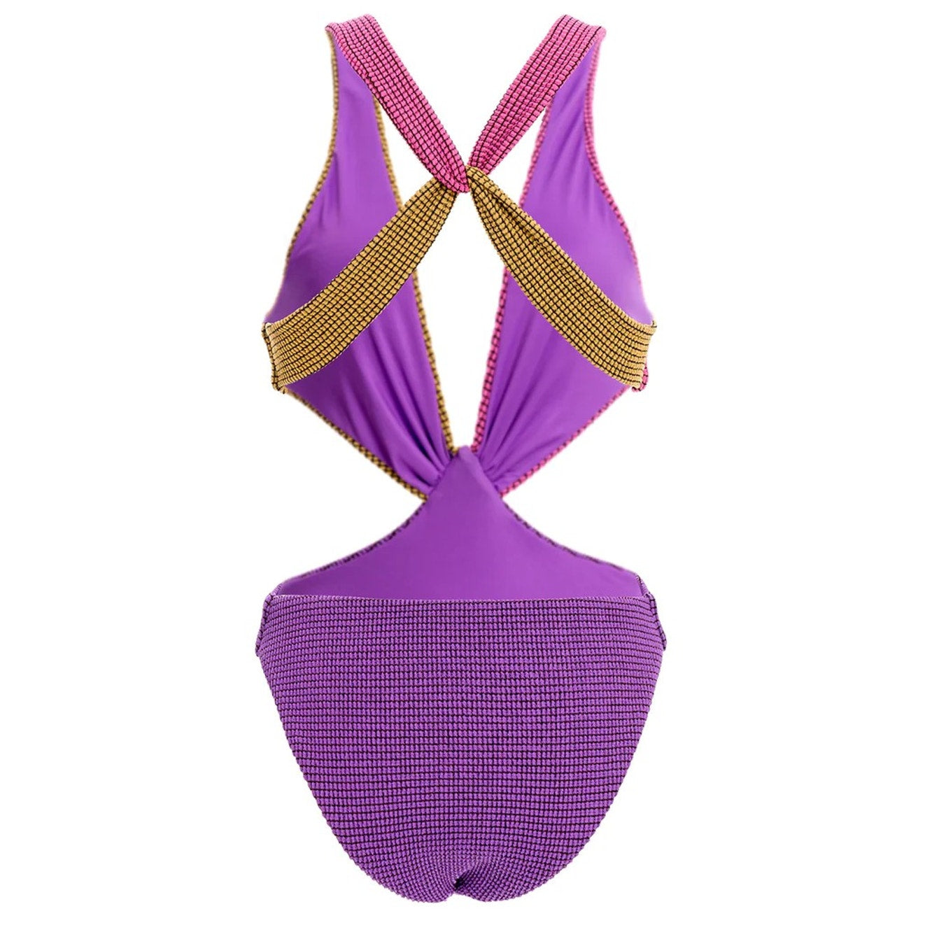 New Free People Agua Bendita Malibu Colorblock One-Piece $200 MEDIUM Textured