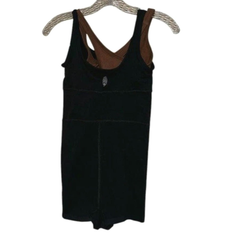 New Free People FP MOVEMENT It Takes Two Runsie $70 X-SMALL Black & Brown