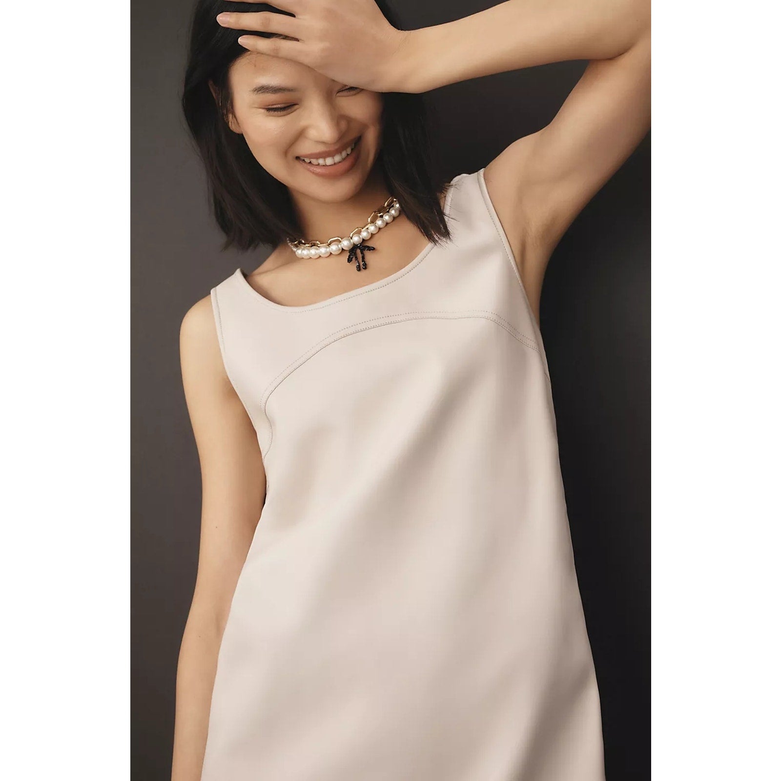 Anthropologie Pilcro Faux-Leather Scoop-Neck Shift Mini Dress $148 SIZE 6