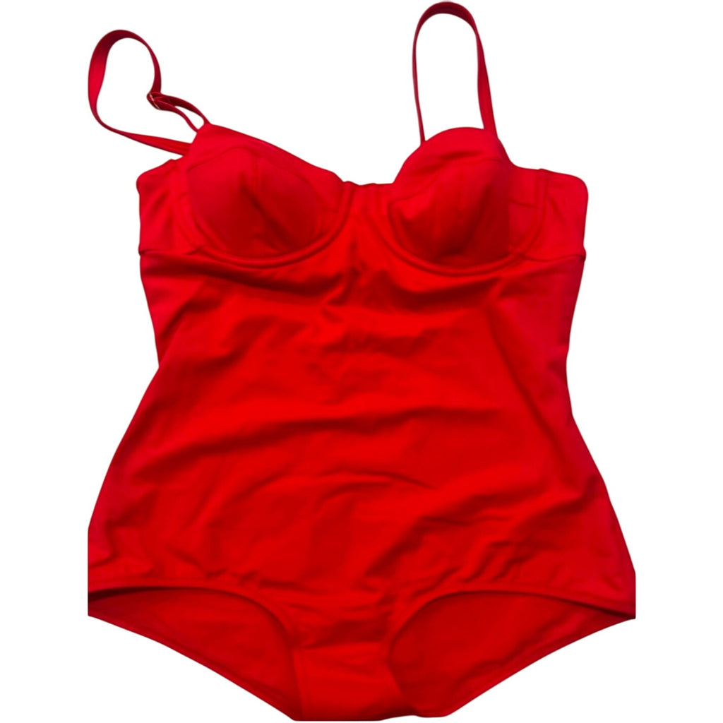 FREE PEOPLE Follow Suit Regina One-Piece Swimsuit SMALL Red Free People