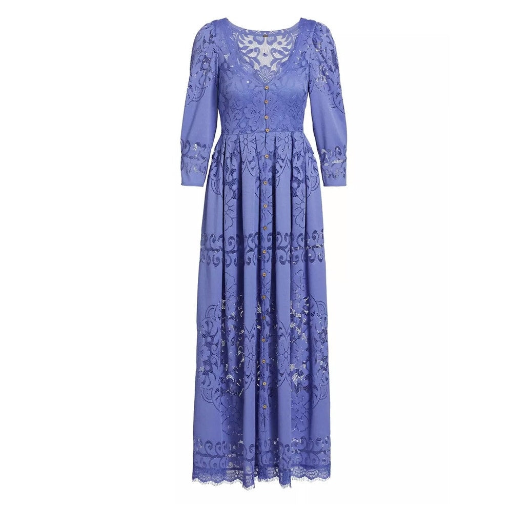 New FREE PEOPLE Shadow Dance Midi Dress $198 X-SMALL Blue PERSIAN JEWEL
