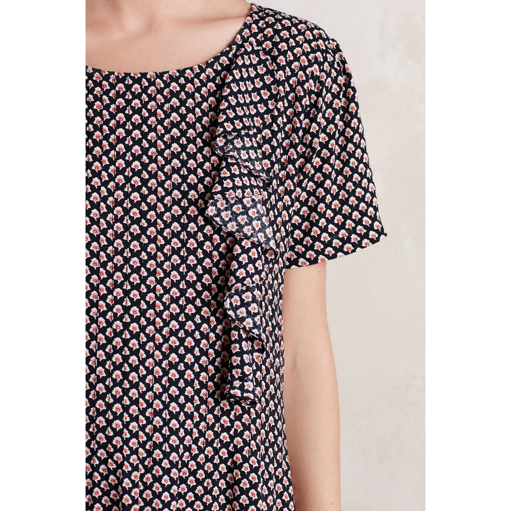 NEW Anthropologie Tylho Black Ruffled Tunic Mini Dress Size Small