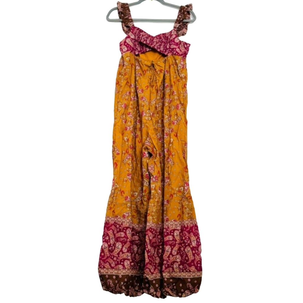 New FREE PEOPLE Bali Albright Jumpsuit $148 SMALL Gold Combo Paisley Boho