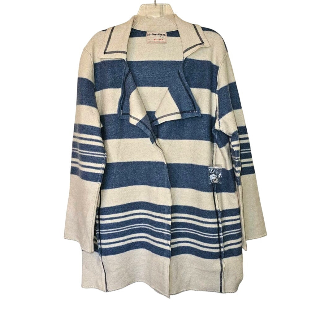 New FREE PEOPLE We The Free Acadia Cardi WOOL $368 XS/S Blue & Cream