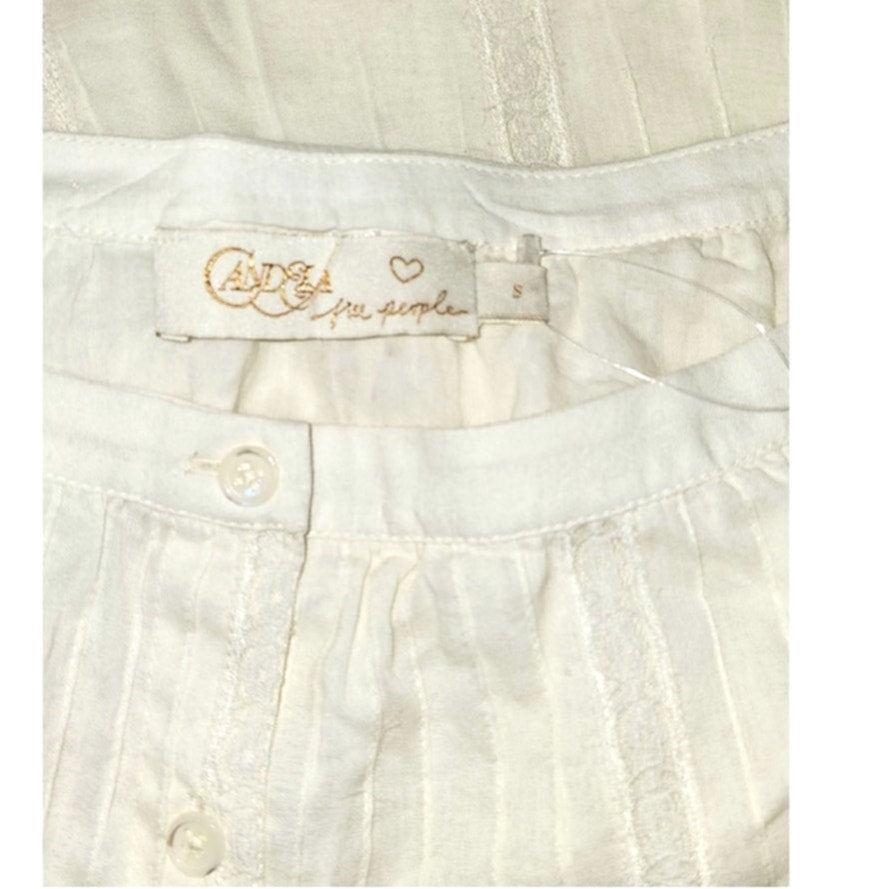 New Free People Candela Alice Buttondown Maxi SKIRT $248 SMALL Ivory *RARE*