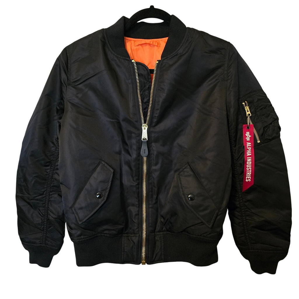 New Free People x Alpha Industries Ma-1w Bomber Jacket $200 SMALL Black