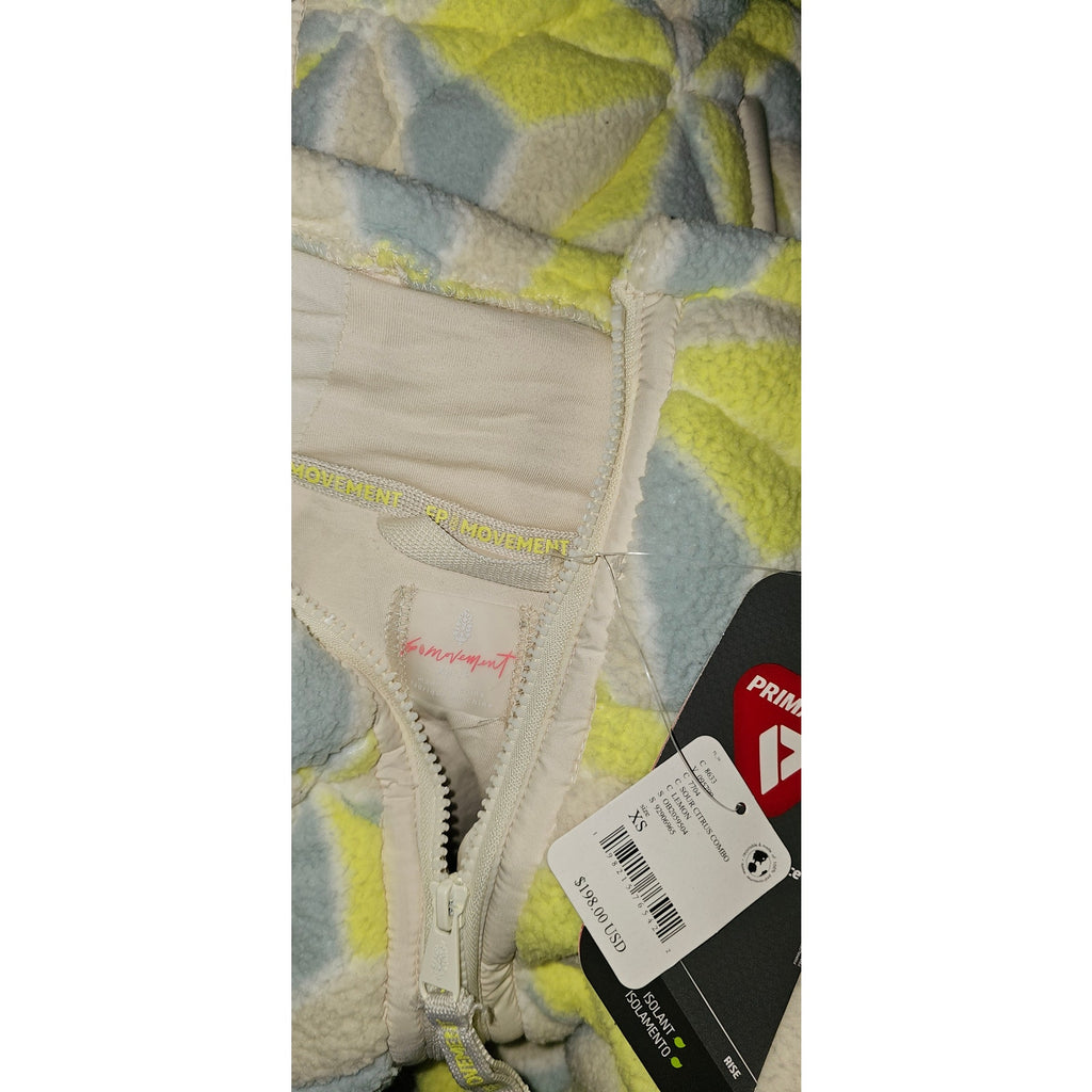 New FREE PEOPLE Mountain High 3D Printed 1/2 Zip Fleece $198 X-SMALL Sour Citrus