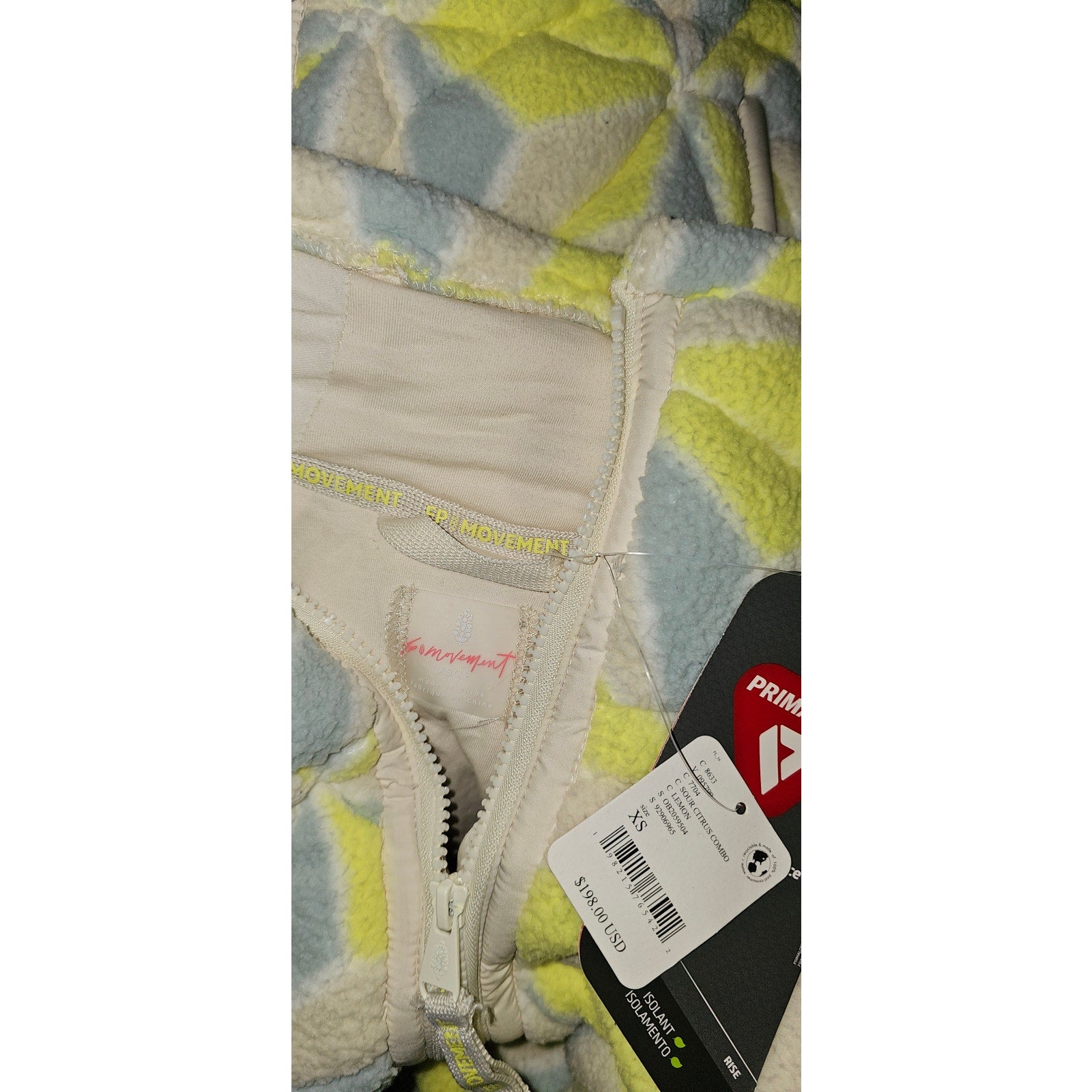 New FREE PEOPLE Mountain High 3D Printed 1/2 Zip Fleece $198 X-SMALL Sour Citrus