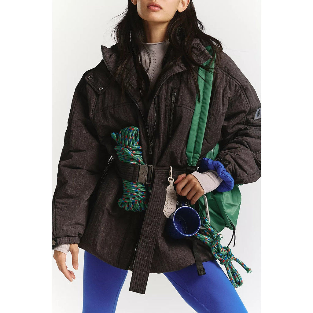 Free People Care Tricked Out Trek Utility Puffer Jacket Belted