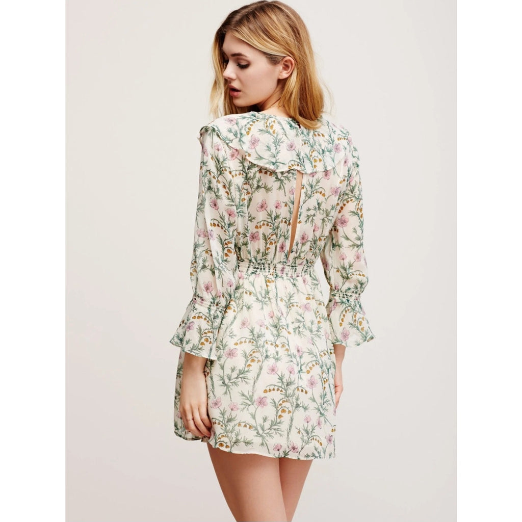 Free People Ruffle Floral Smock Mini Dress