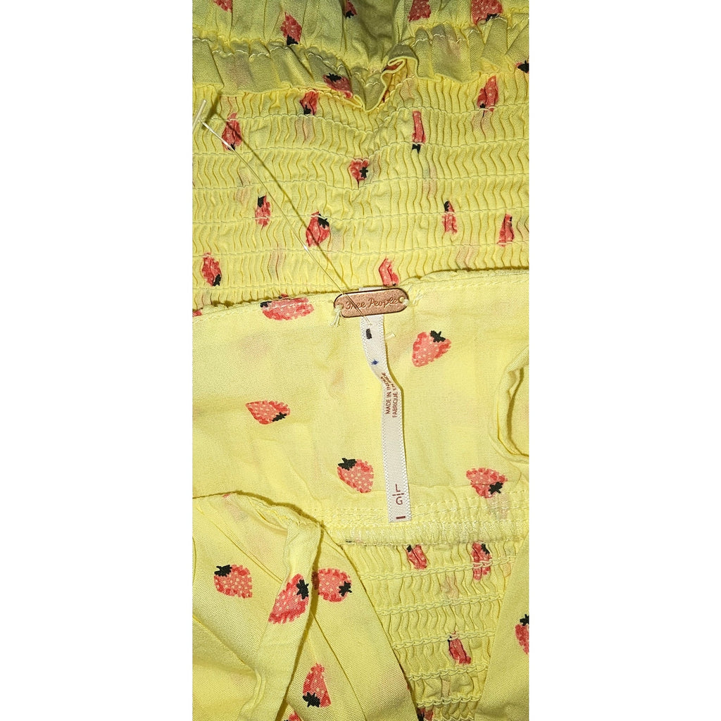 FREE PEOPLE Lavender Daze Dress MIDI LARGE Yellow Strawberry Free People