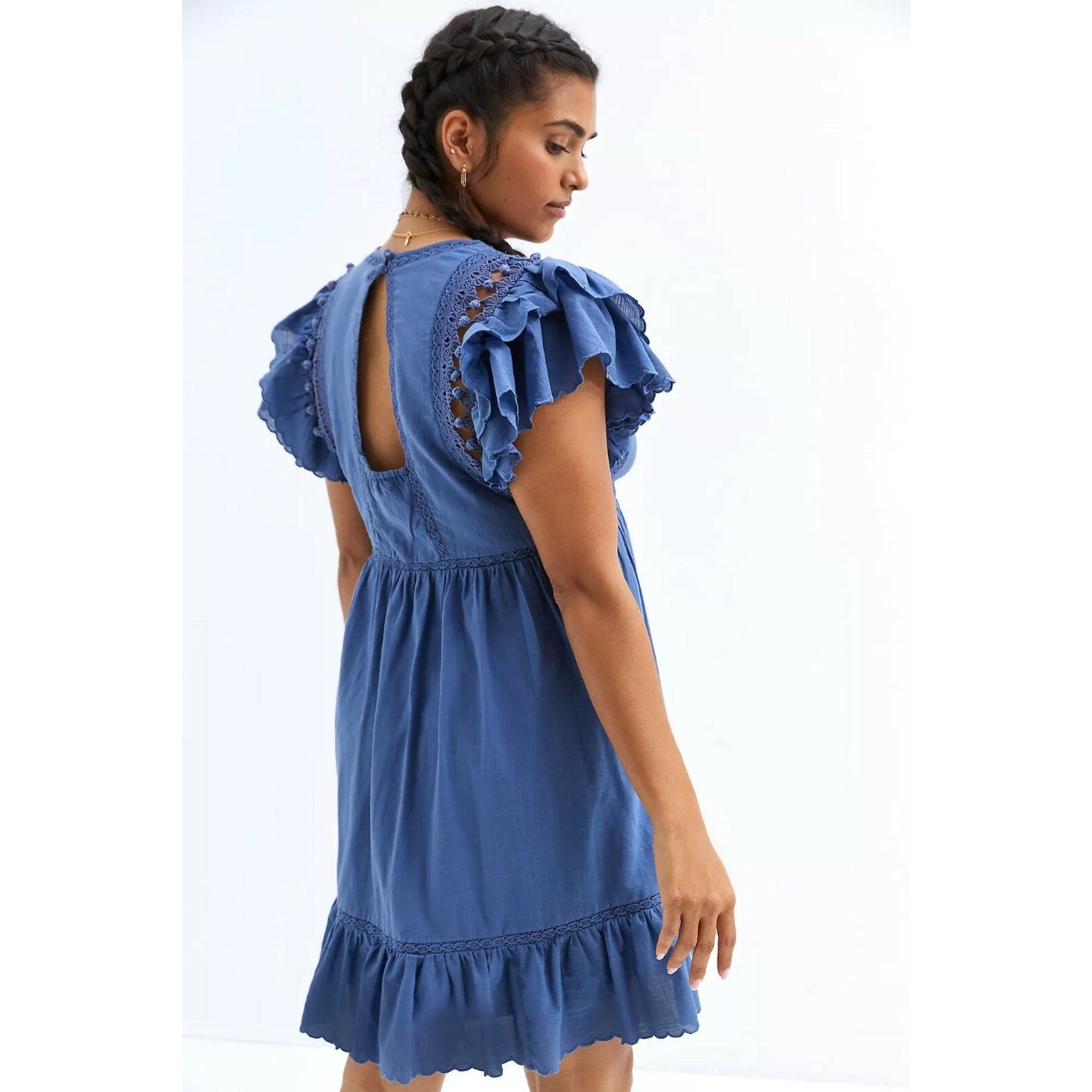 NEW Anthropologie $160 Ruffled Lace Mini Dress Size XS