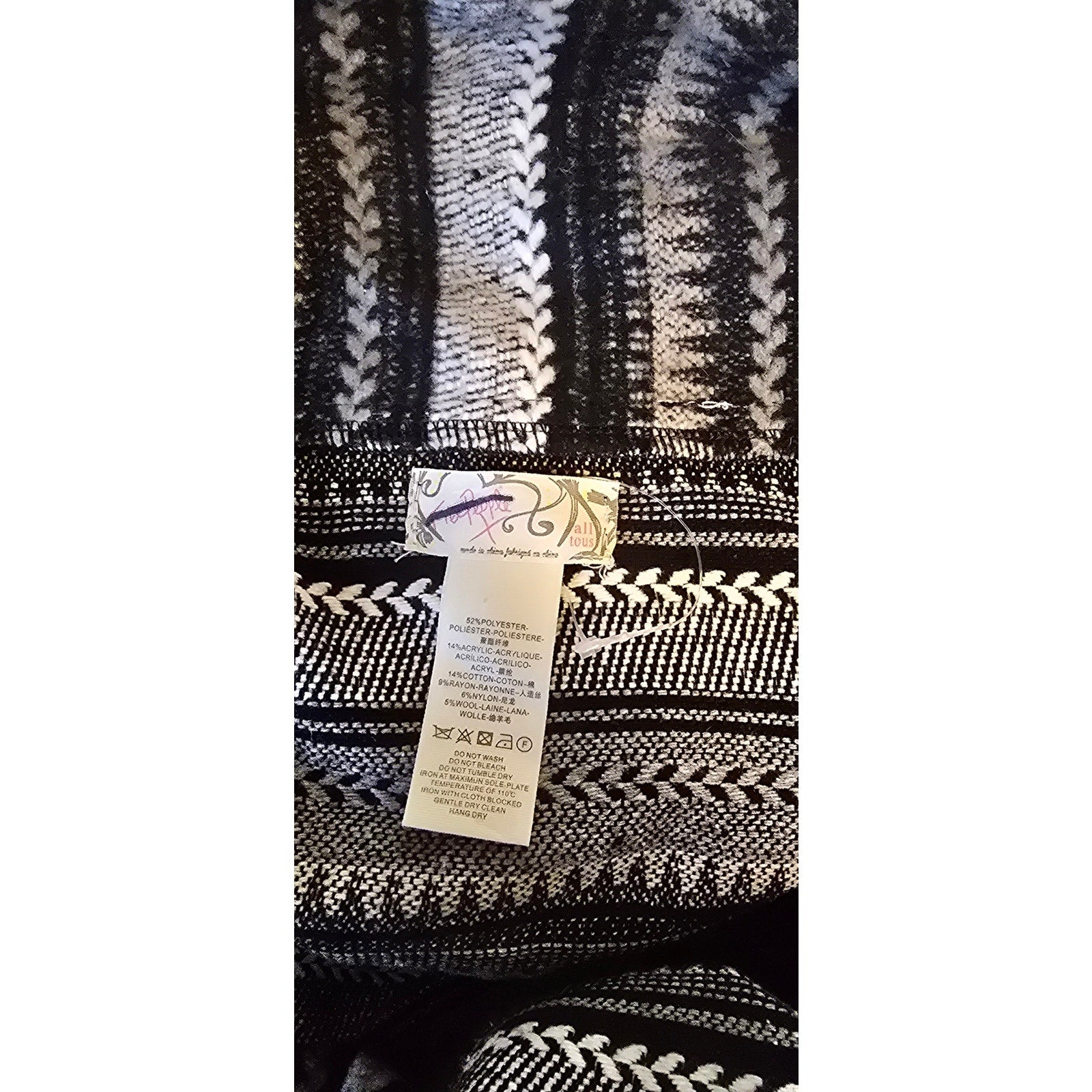 New FREE PEOPLE X Jackson Stripe Oversized Poncho $148 ONESIZE Black