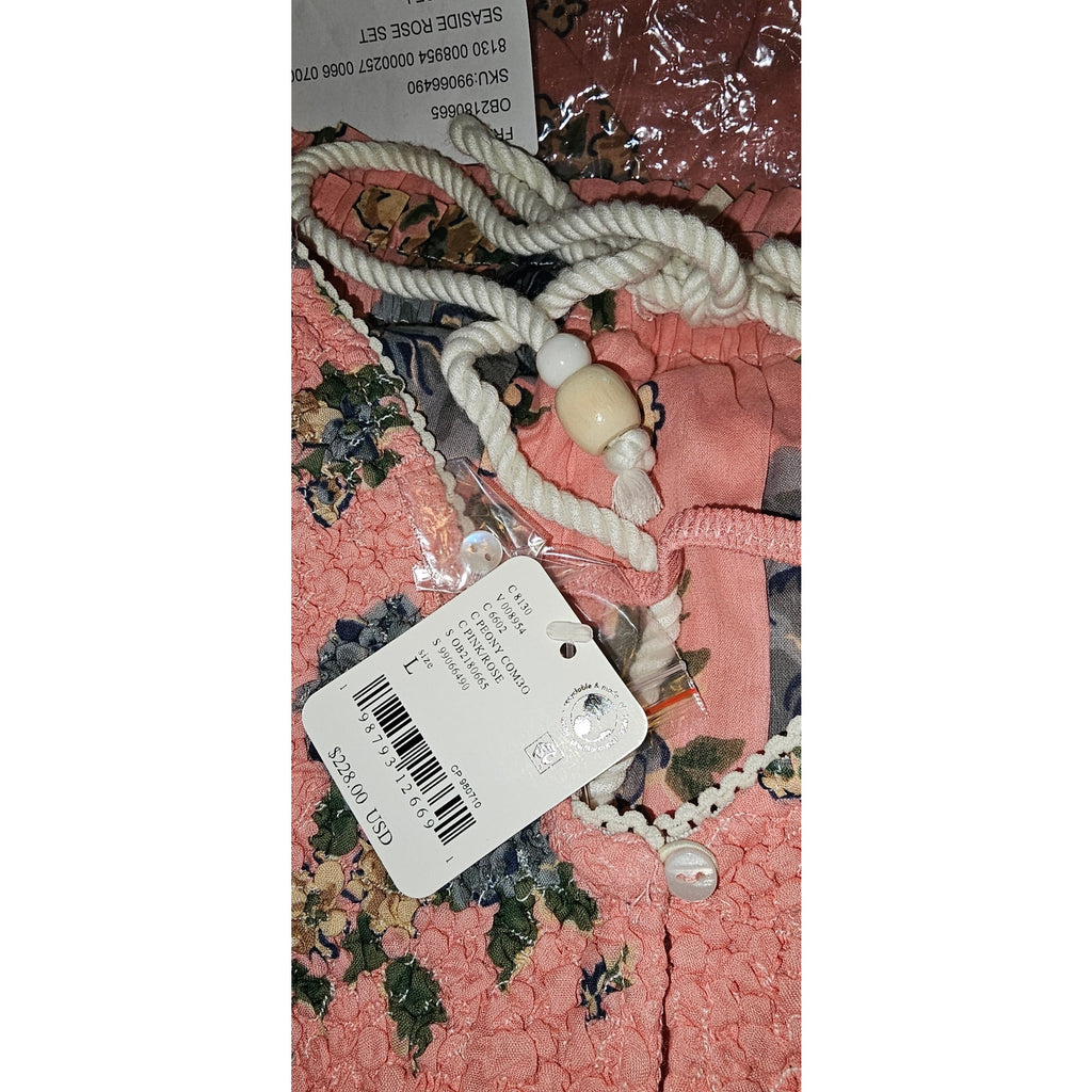 Free People Seaside Rose Bodysuit & Skirt Set Large Pink Floral Boho Free People