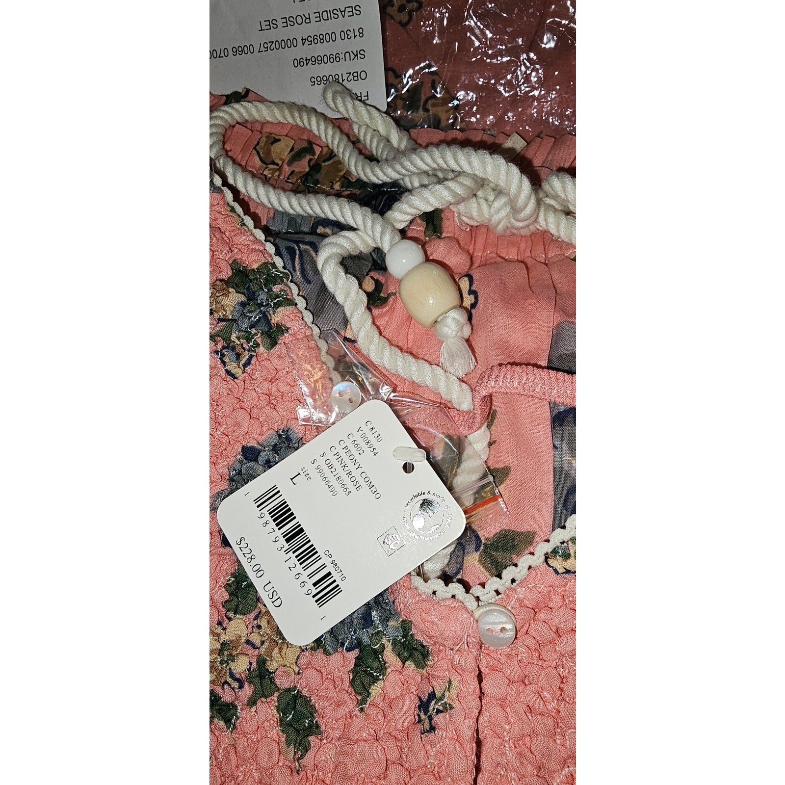 Free People Seaside Rose Bodysuit & Skirt Set Large Pink Floral Boho Free People