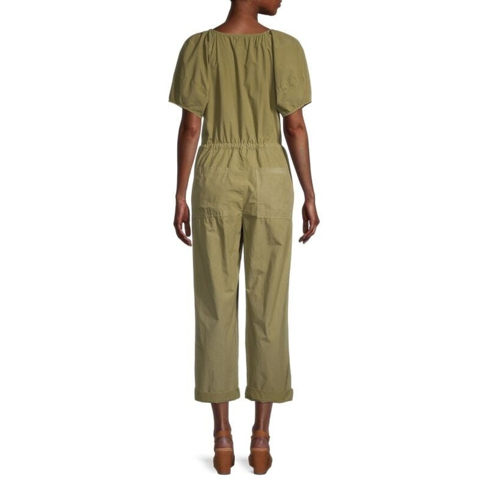 New Anthropologie by Velvet Drucie Belted Cargo Jumpsuit Green Size Small