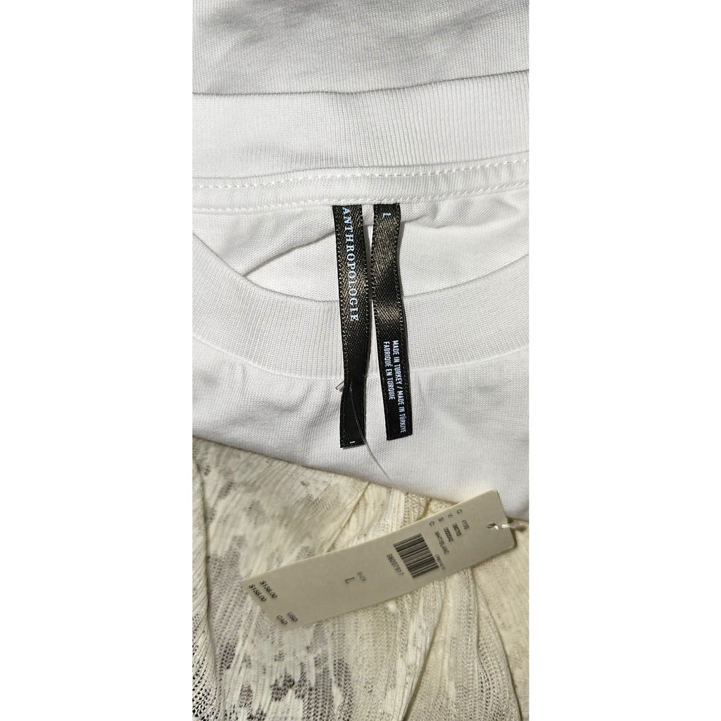 Anthropologie Twofer Lace T-Shirt Midi Dress Size LARGE White Anthropologie