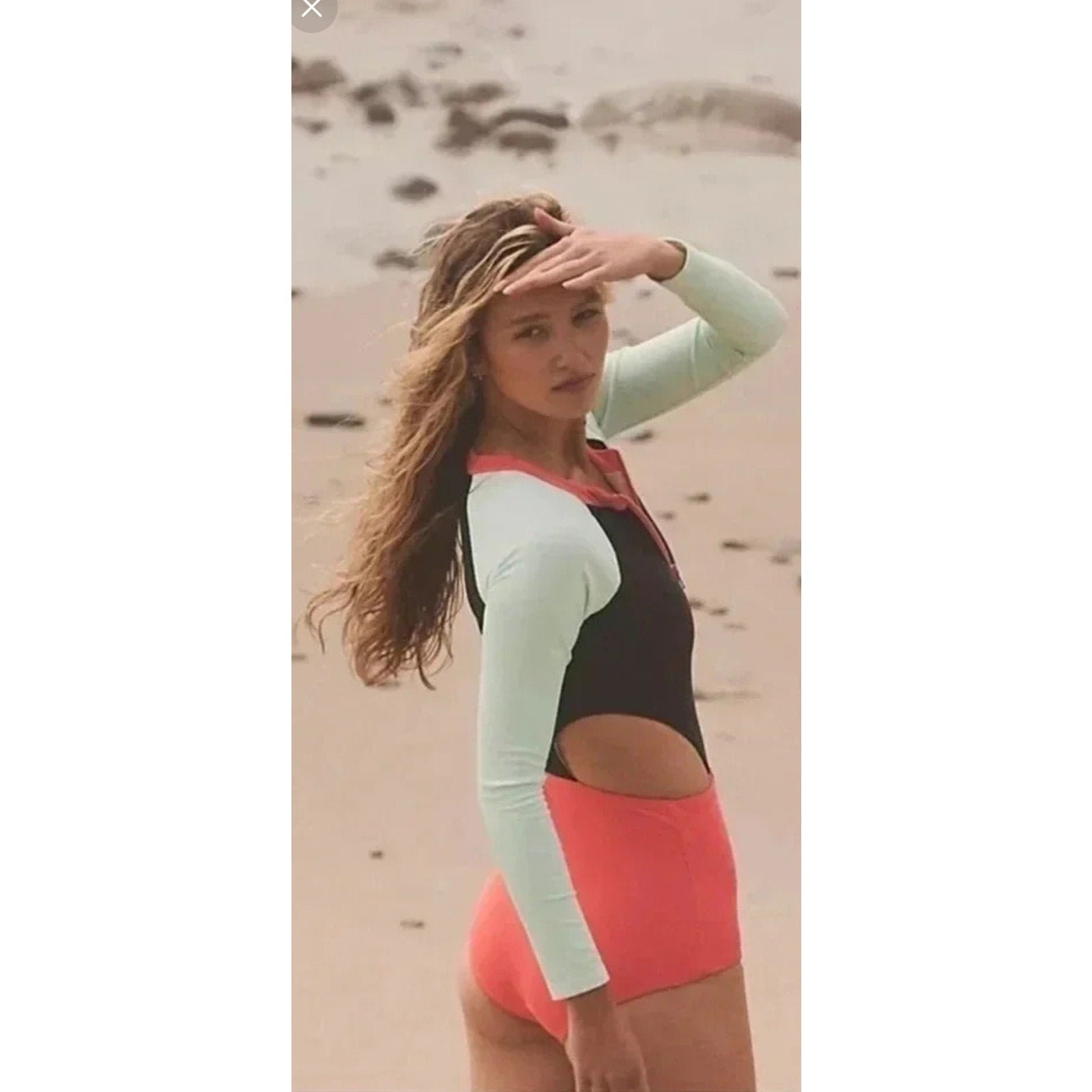 FREE PEOPLE Beach Riot Bethany Spring Surf Suit SMALL Long Sleeve Zip Free People