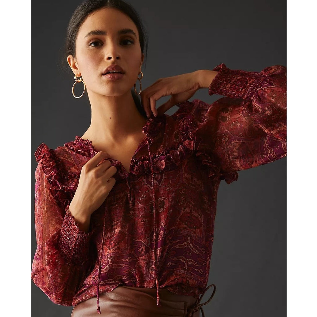Anthropologie MISA Raffi Long Sleeve Top X-SMALL Septima Tapestry Anthropologie