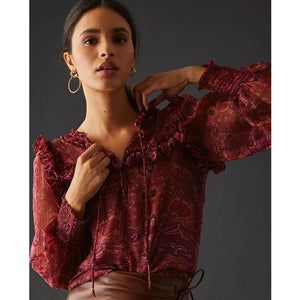 Anthropologie MISA Raffi Long Sleeve Top X-SMALL Septima Tapestry
