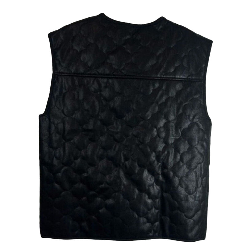 New Anthropologie FRNCH Paris Gisette Faux Leather Quilted Vest $150 OS Black