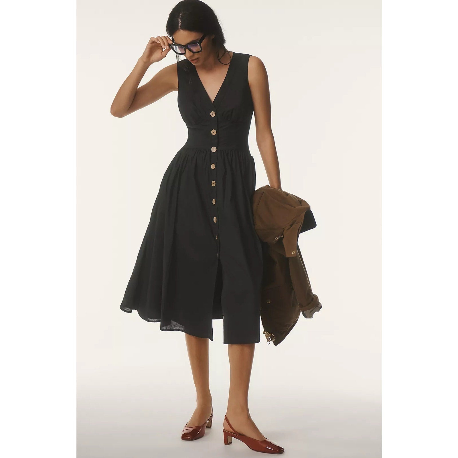 Anthropologie Hutch Indy Midi Dress $297 SIZE 4 (6/8) Black A-line