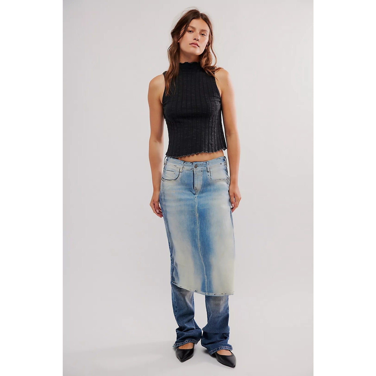 Free People Diesel Skirted Jeans