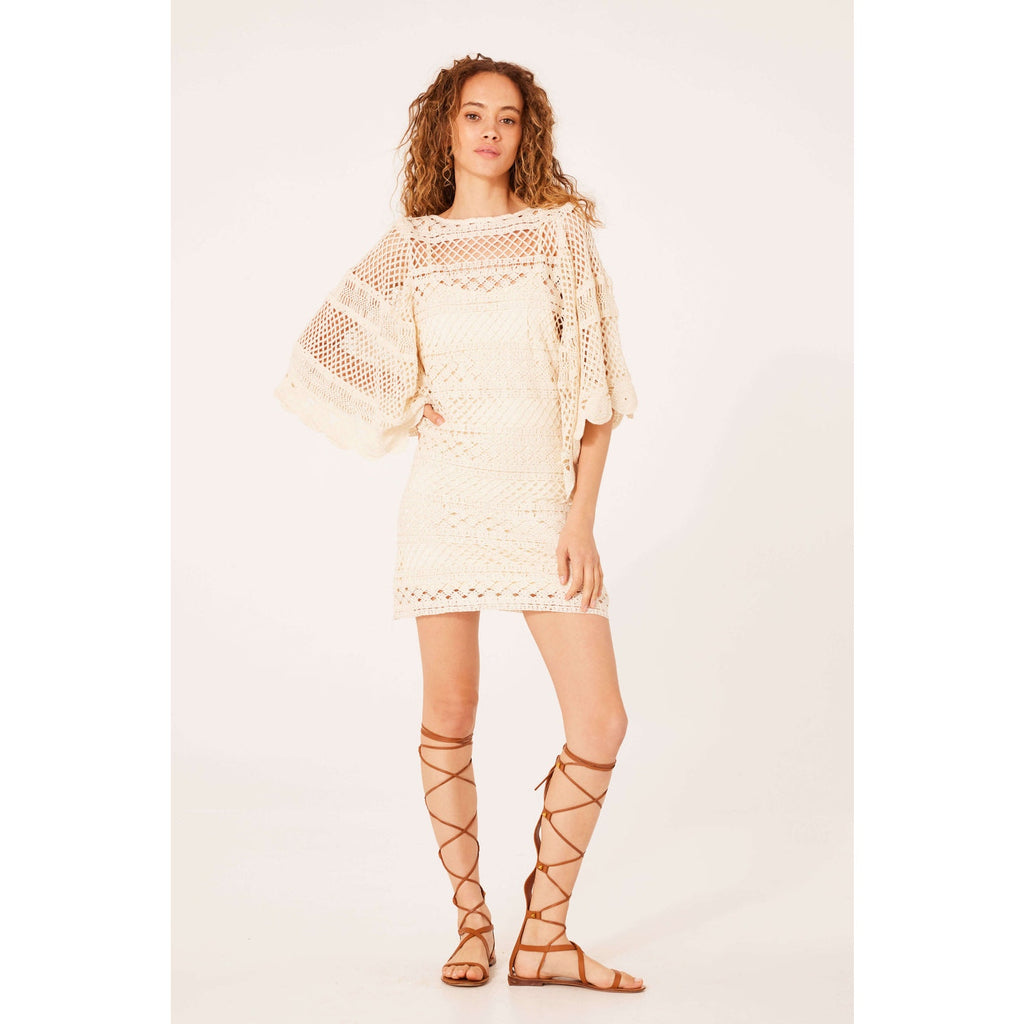 New Free People Jen's Pirate Booty Zen Crochet Mini Dress $330 XS/S Natural