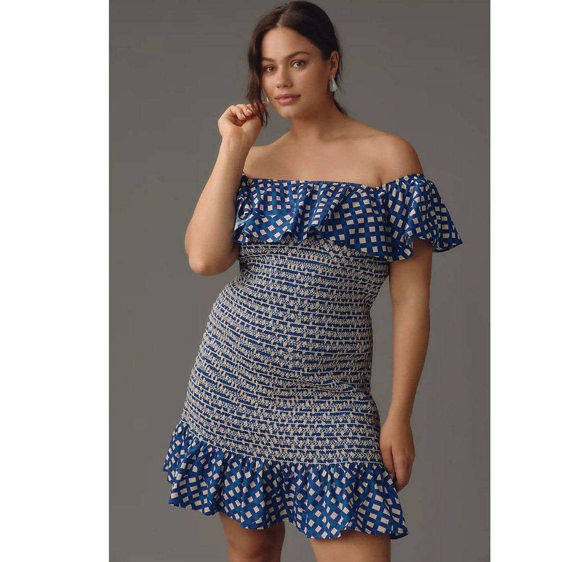 Anthropologie Corey Lynn Calter Off-The-Shoulder Smocked Mini Dress $198 MP