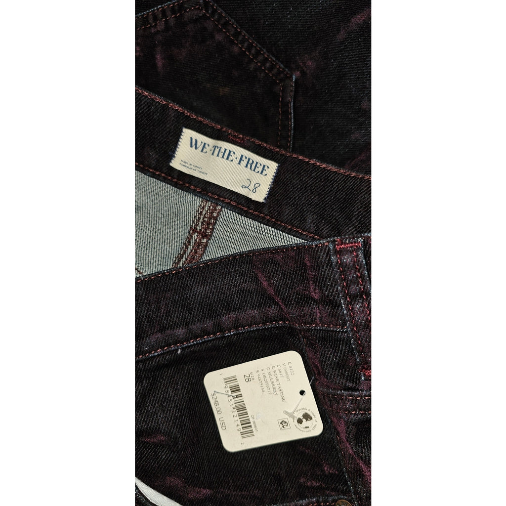 New FREE PEOPLE We The Free First Class Relaxed Flocked Velvet Jeans $248 SZ 28