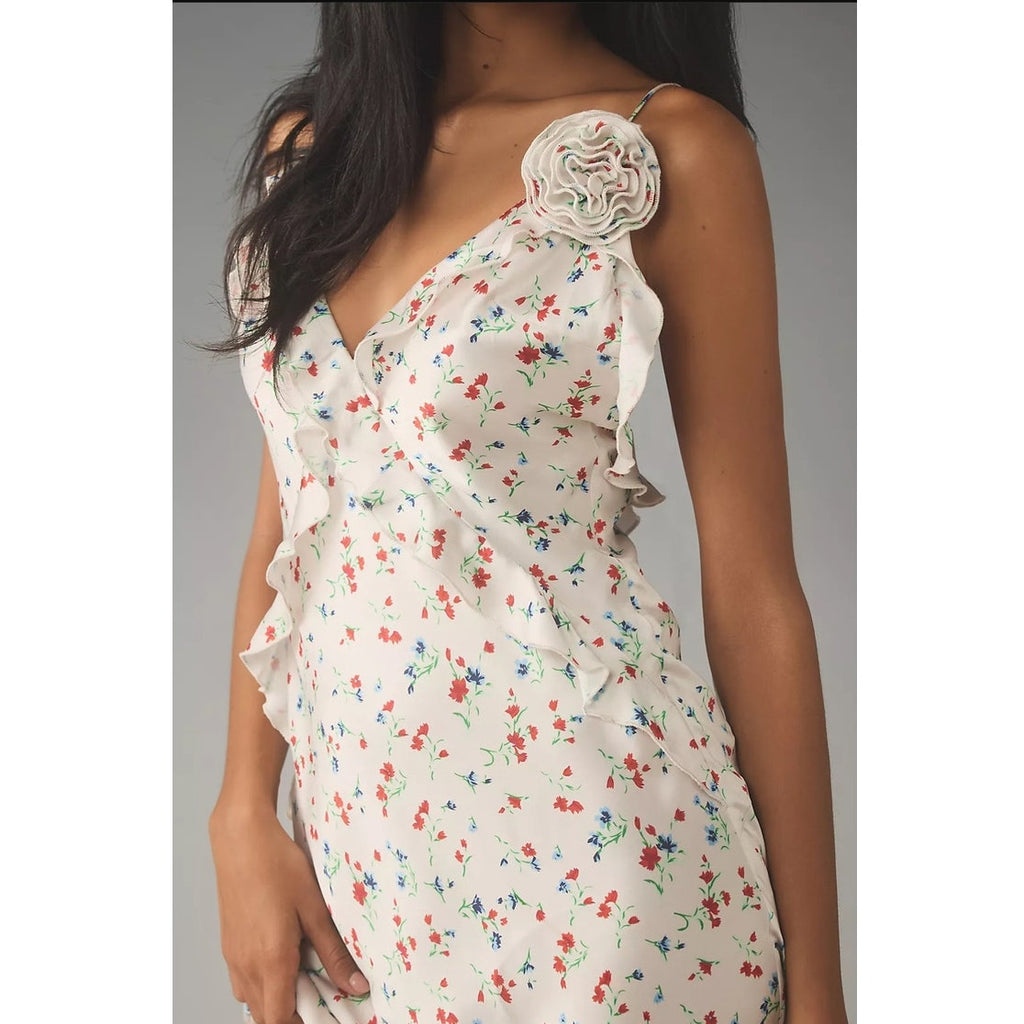 Anthropologie Bardot Olea Sleeveless Ruffle Midi Dress $148 SIZE 8